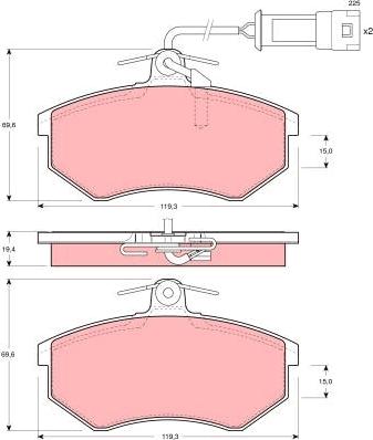 TRW GDB404 - Тормозные колодки, дисковые, комплект parts5.com