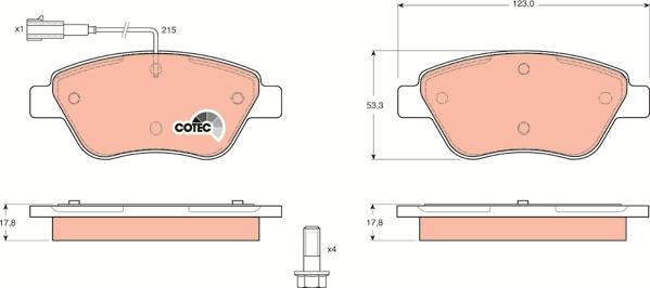 TRW GDB1482 - Тормозные колодки, дисковые, комплект parts5.com