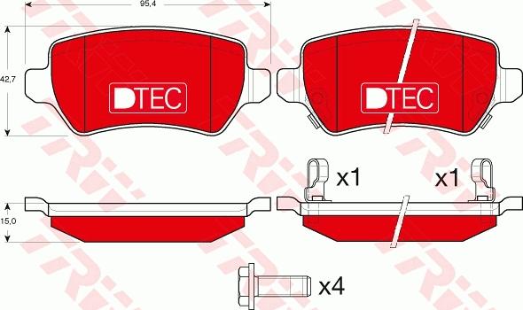 TRW GDB1515DTE - Тормозные колодки, дисковые, комплект parts5.com