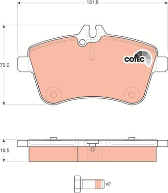 TRW GDB1628 - Тормозные колодки, дисковые, комплект parts5.com