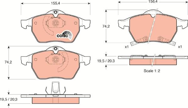 TRW GDB1342 - Тормозные колодки, дисковые, комплект parts5.com