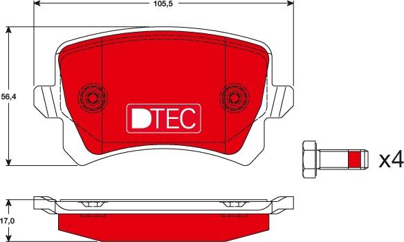 TRW GDB1763DTE - Тормозные колодки, дисковые, комплект parts5.com