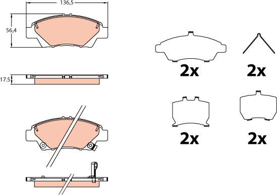 TRW GDB3643 - Тормозные колодки, дисковые, комплект parts5.com