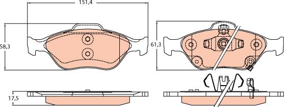 TRW GDB3625 - Тормозные колодки, дисковые, комплект parts5.com