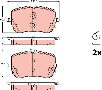 TRW GDB2433 - Тормозные колодки, дисковые, комплект parts5.com