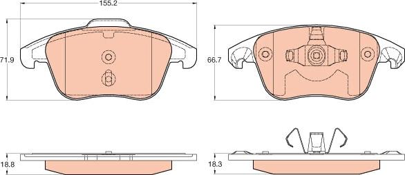 TRW GDB2025 - Тормозные колодки, дисковые, комплект parts5.com