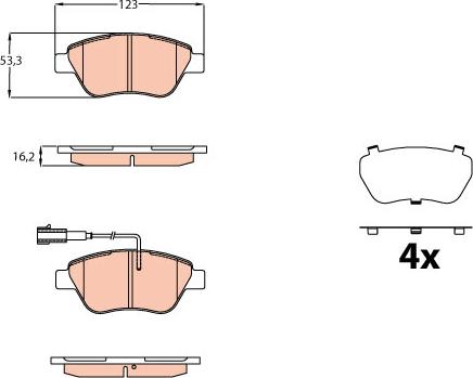 TRW GDB2164 - Тормозные колодки, дисковые, комплект parts5.com