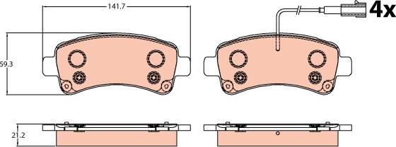 TRW GDB2106 - Тормозные колодки, дисковые, комплект parts5.com