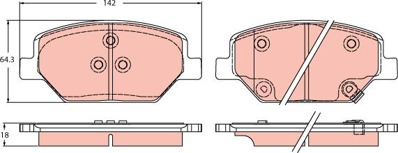 TRW GDB2185 - Тормозные колодки, дисковые, комплект parts5.com