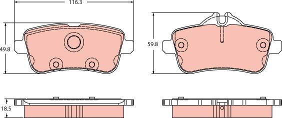 TRW GDB2391 - Тормозные колодки, дисковые, комплект parts5.com