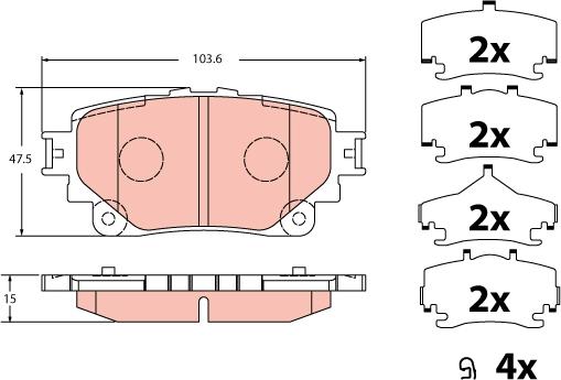 TRW GDB2343 - Тормозные колодки, дисковые, комплект parts5.com