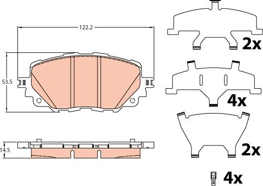 TRW GDB2200 - Тормозные колодки, дисковые, комплект parts5.com