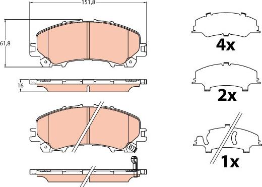 TRW GDB2222 - Тормозные колодки, дисковые, комплект parts5.com