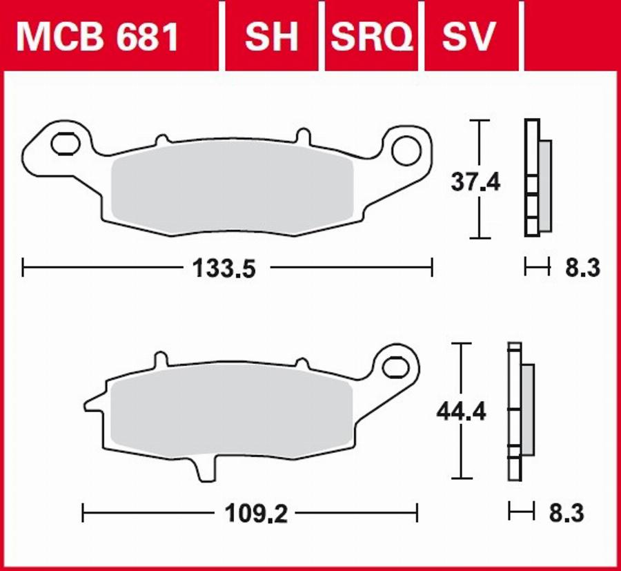 TRW MCB681 - Тормозные колодки, дисковые, комплект parts5.com