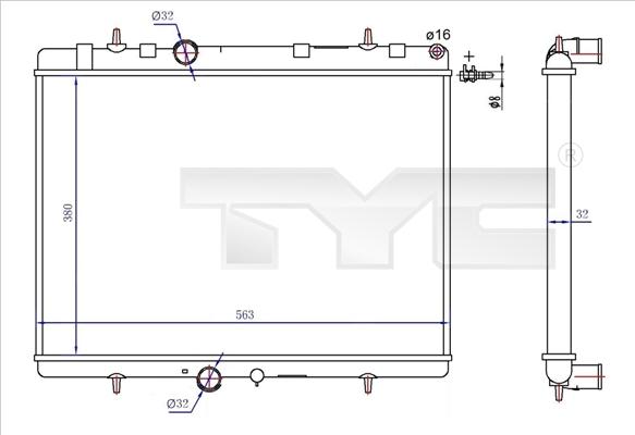 TYC 726-0020-R - Радиатор, охлаждение двигателя parts5.com