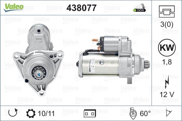 Valeo 438077 - Motor de arranque parts5.com