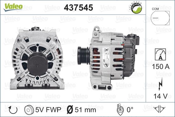 Valeo 437545 - Генератор parts5.com