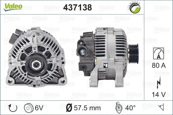 Valeo 437138 - Генератор parts5.com