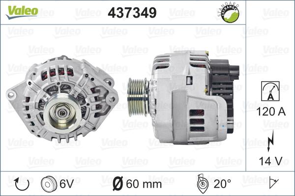 Valeo 437349 - Генератор parts5.com