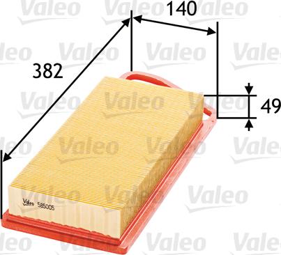 Valeo 585005 - Воздушный фильтр parts5.com