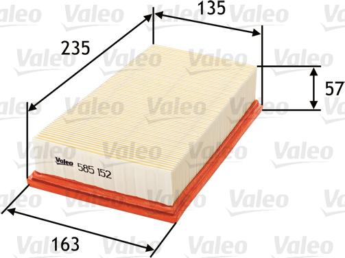 Valeo 585152 - Воздушный фильтр parts5.com