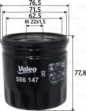 Valeo 586147 - Масляный фильтр parts5.com