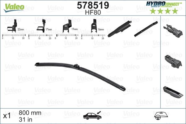 Valeo 578519 - Щетка стеклоочистителя parts5.com