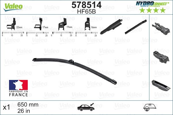 Valeo 578514 - Щетка стеклоочистителя parts5.com