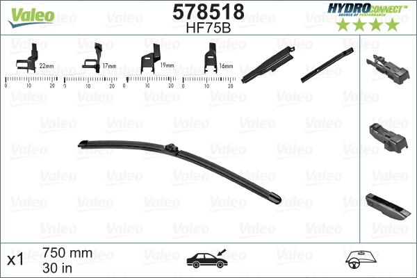 Valeo 578518 - Щетка стеклоочистителя parts5.com