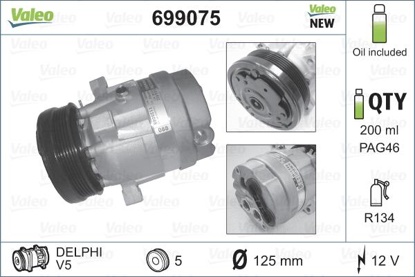 Valeo 699075 - Компрессор кондиционера parts5.com