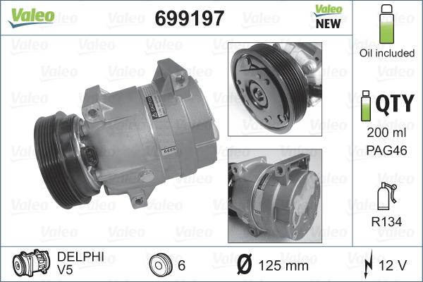 Valeo 699197 - Компрессор кондиционера parts5.com