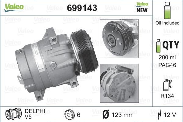 Valeo 699143 - Компрессор кондиционера parts5.com