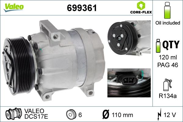 Valeo 699361 - Компрессор кондиционера parts5.com