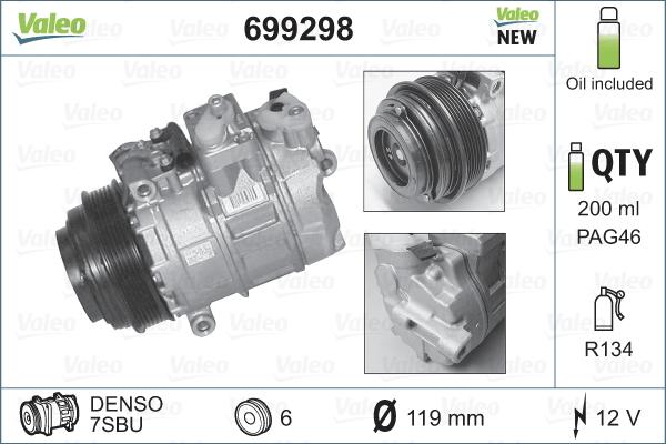 Valeo 699298 - Compresor, aire acondicionado parts5.com