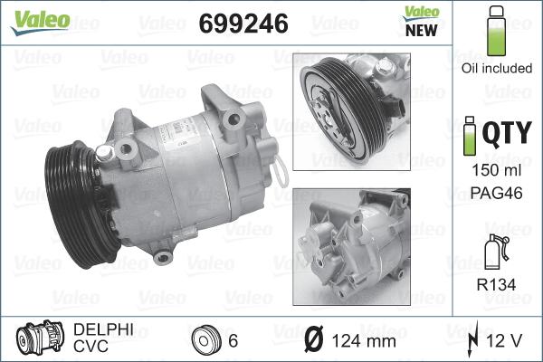 Valeo 699246 - Компрессор кондиционера parts5.com