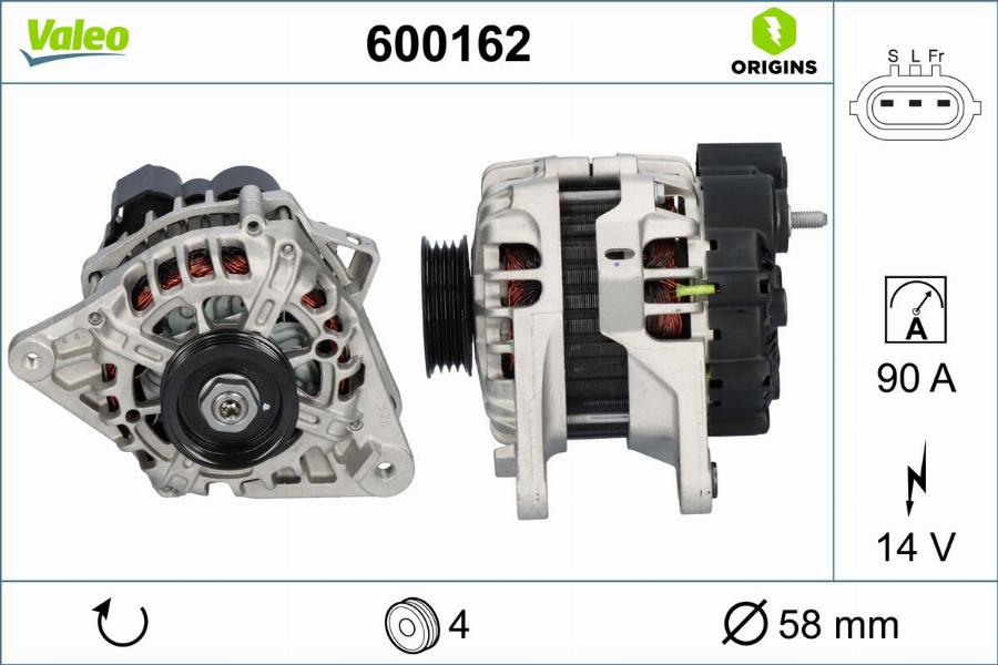 Valeo 600162 - Генератор parts5.com