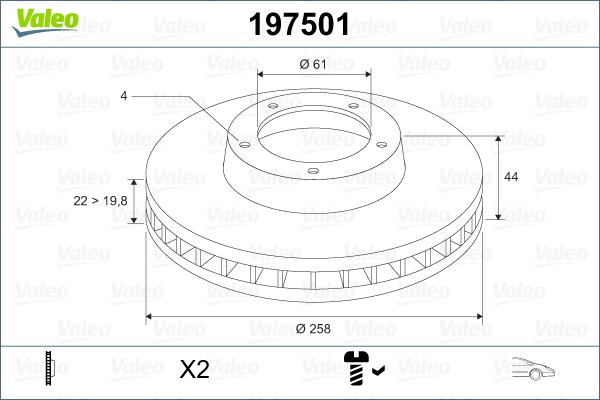 Valeo 197501 - Тормозной диск parts5.com