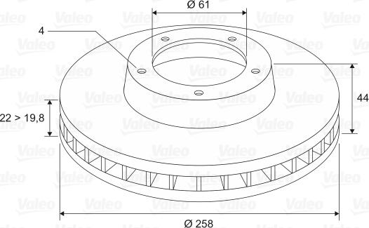 Valeo 197501 - Тормозной диск parts5.com