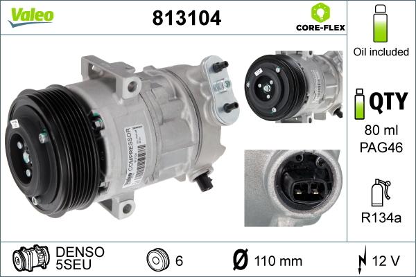 Valeo 813104 - Compresor, aire acondicionado parts5.com