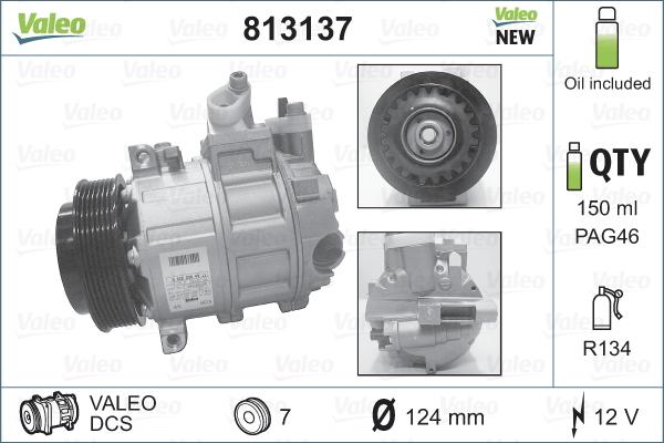 Valeo 813137 - Компрессор кондиционера parts5.com