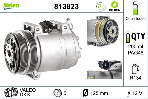 Valeo 813823 - Compresor, aire acondicionado parts5.com