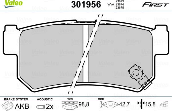 Valeo 301956 - Тормозные колодки, дисковые, комплект parts5.com