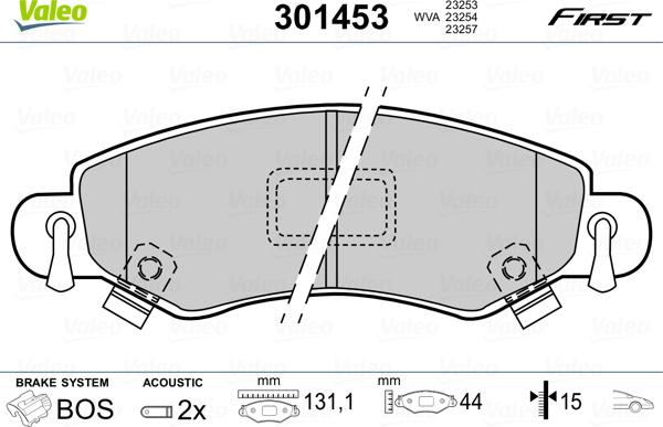 Valeo 301453 - Тормозные колодки, дисковые, комплект parts5.com