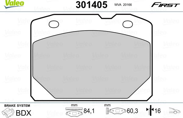 Valeo 301405 - Тормозные колодки, дисковые, комплект parts5.com