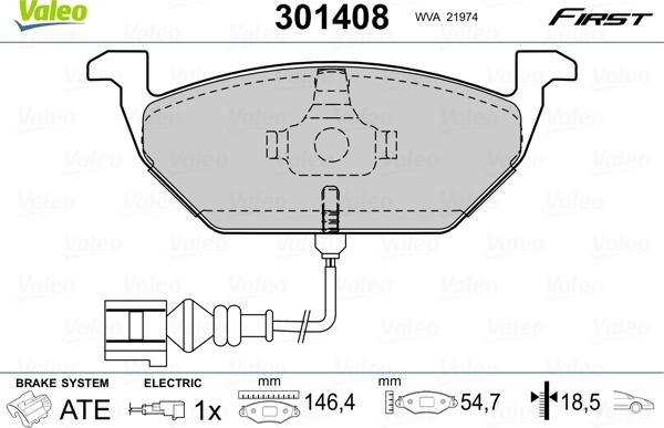 Valeo 301408 - Тормозные колодки, дисковые, комплект parts5.com