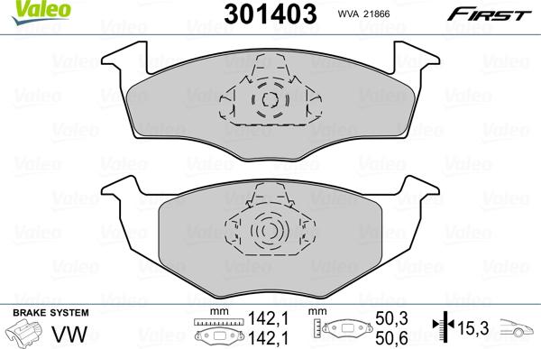 Valeo 301403 - Тормозные колодки, дисковые, комплект parts5.com