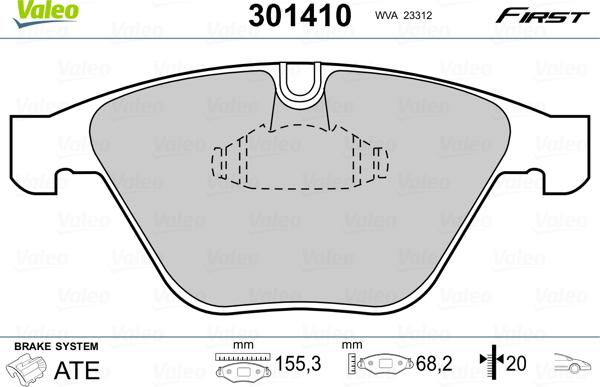 Valeo 301410 - Juego de pastillas de freno parts5.com