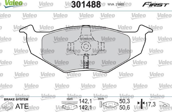 Valeo 301488 - Тормозные колодки, дисковые, комплект parts5.com