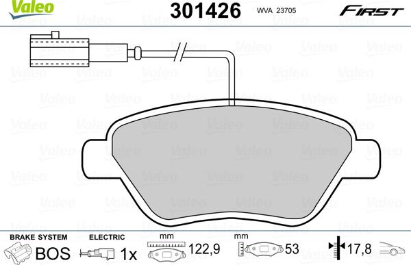 Valeo 301426 - Тормозные колодки, дисковые, комплект parts5.com