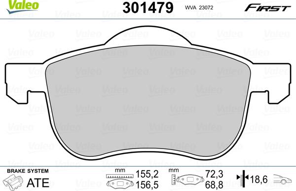 Valeo 301479 - Тормозные колодки, дисковые, комплект parts5.com